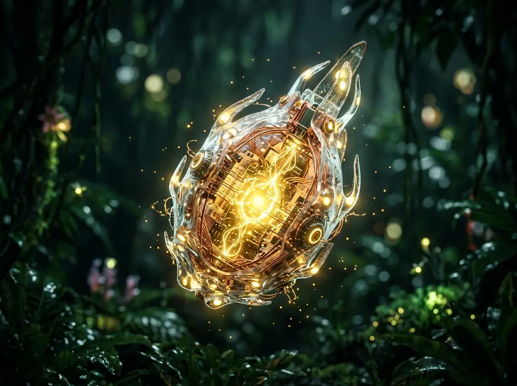 Glowing Fructose Sparks in the solarpunk canopy